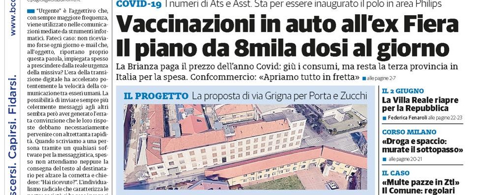 prima pagina il Cittadino 15 aprile 2021