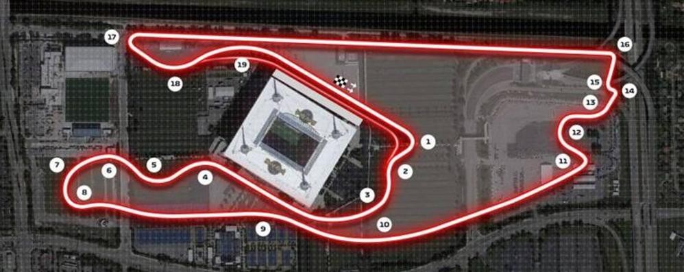 Il circuito del Gp della Florida attorno all’Hard rock stadium di Miami