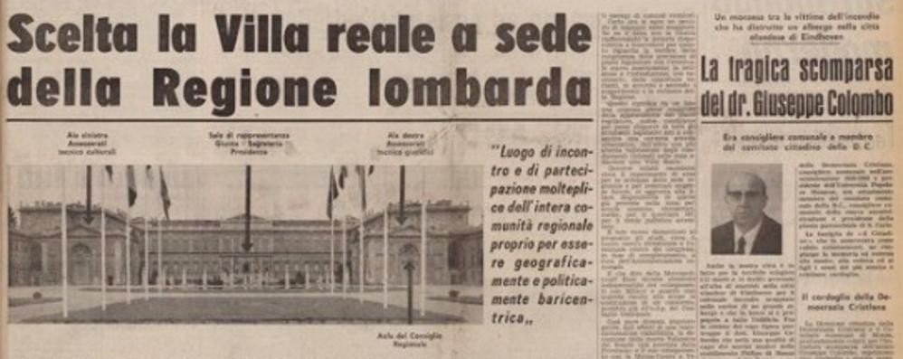 L’ufficializzazione della scelta di Villa reale a settembre 1971 sul Cittadino