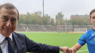 Atletica Filippo Tortu e il sindaco Beppe Sala all’inaugurazione della nuova Arena civica di Milano - foto Sala su Instagram