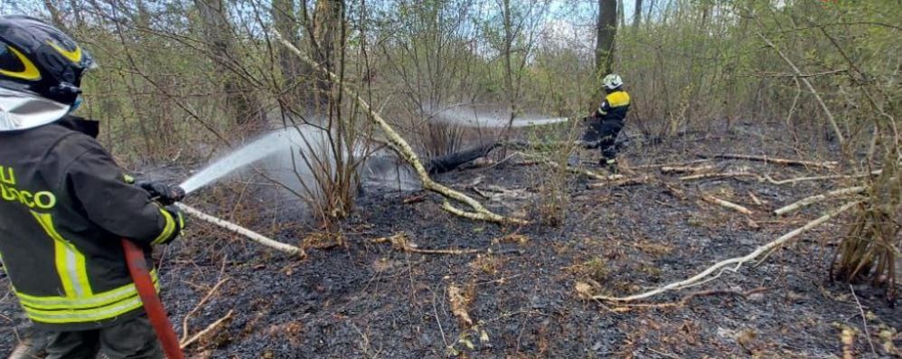 I vigili del fuoco impegnati a Meda