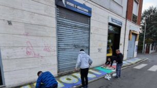 WEB Inter club striscione pronto per la festa di sabato 8 in sede dove verrà proiettata la partita su maxischermo.