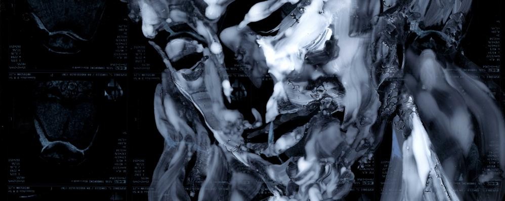 Un particolare di Massimo Pulini, Pneuma interno, 2020, olio su radiografia, 43 x 35 cm