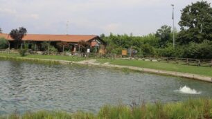 Laghetto del Bosco Urbano, sullo sfondo il ristorante