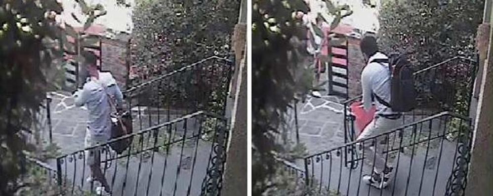 Fermi immagine della videosorveglianza dell’albergo (foto diramata dai carabinieri)