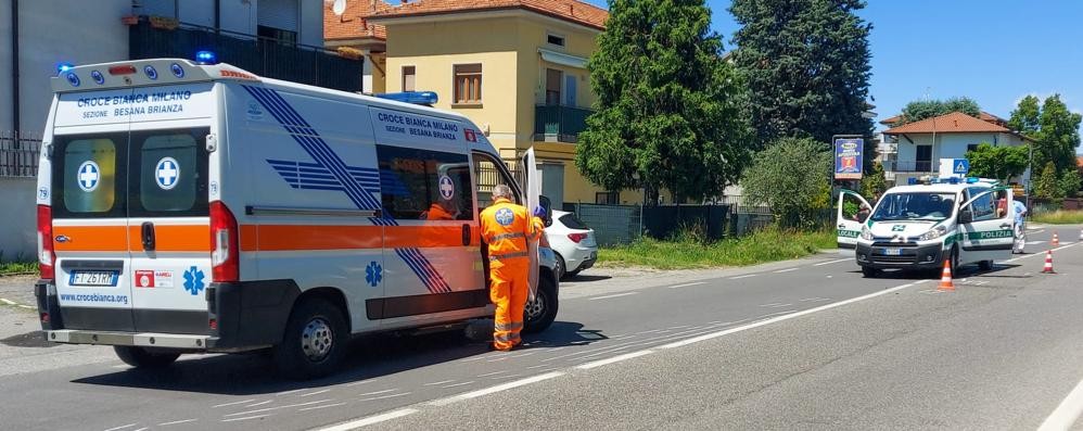 Incidente Giussano auto moto martedì 25 maggio 2021