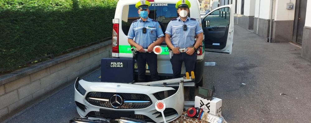 Lissone polizia locale operazione auto rubata con targa falsa e componenti rubate