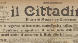 Dalla prima pagina del Cittadino del 29 giugno 1916