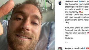 Calcio Christian Eriksen post su Instagram