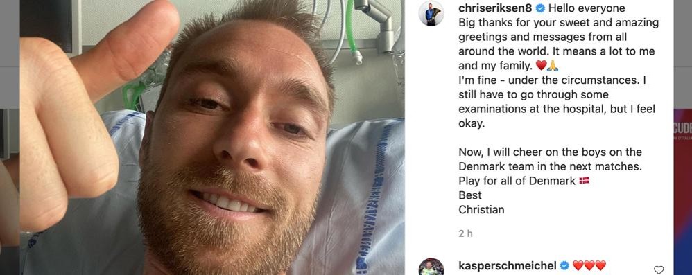 Calcio Christian Eriksen post su Instagram