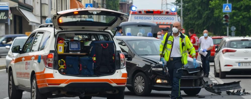 Incidente auto moto Giussano 16 giugno 2021