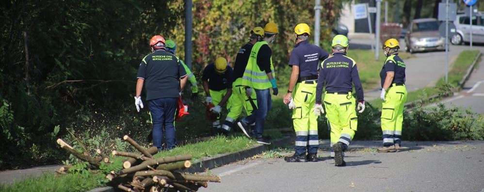 La protezione civile di Usmate al lavoro nei mesi scorsi