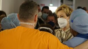 Letizia Moratti all’hub vaccinale di Carate