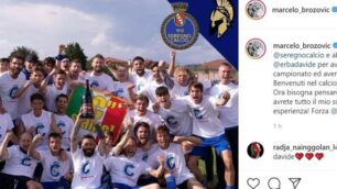 Brozovic fa i complimenti al Seregno Calcio in C (dal profilo Instagram di Marcelo Brozovic)