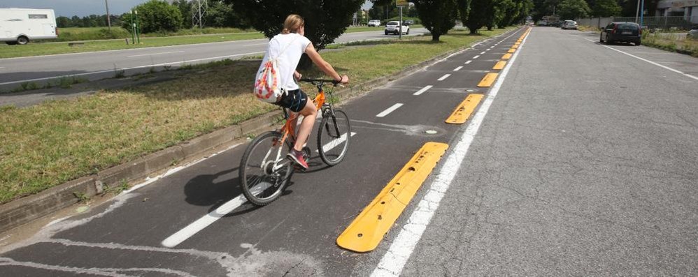 La pista ciclabile in viale Fermi