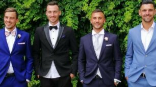 Calcio Renate matrimonio Marco Anghileri : Jacopo Scaccabarozzi Nicola Pavan Marco Anghileri Diego Vannucci- foto Ac Renate