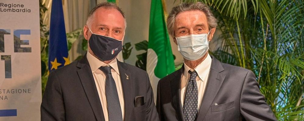 Inaugurazione stagione turistica italiana presidente Lombardia Attilio Fontana e ministro del Turismo Massimo Garavaglia
