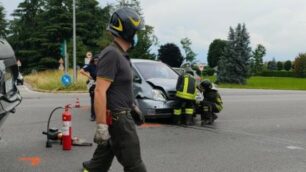 Le due auto coinvolte nel sinistro a Vimercate