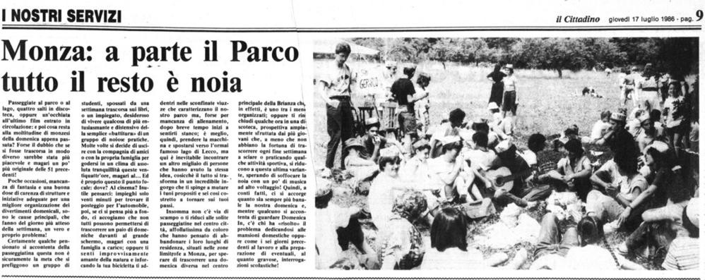 Dalla pagina 9 del Cittadino del 17 luglio 1986.