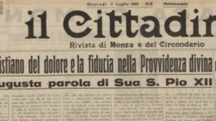 Dalla prima pagina del Cittadino del 3 luglio 1941