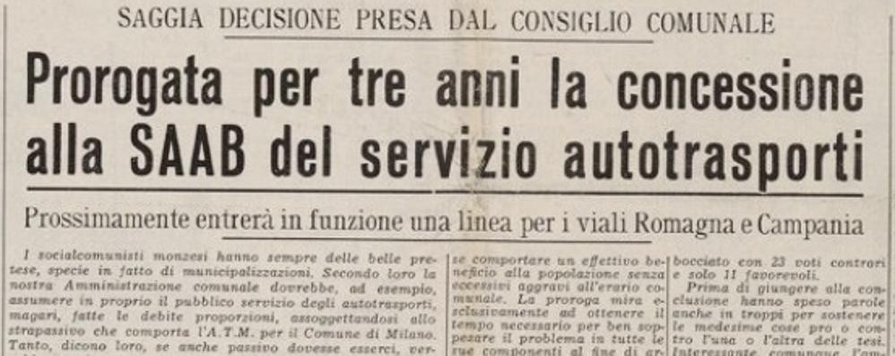 Dalla prima pagina del Cittadino del 06/07/1961
