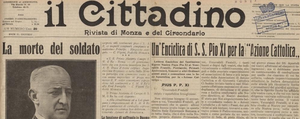 Dalla Prima pagina del Cittadino del 9 luglio 1931