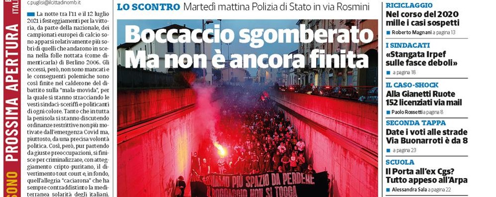 prima pagina il Cittadino 15 luglio 2021