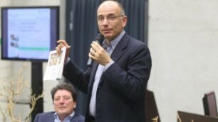 Enrico Letta a Monza nel marzo 2019 con Gigi Ponti