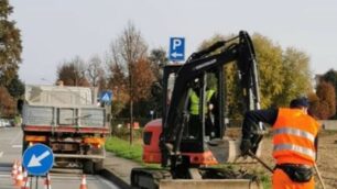 La via Biffi di Mezzago durante recenti lavori stradali