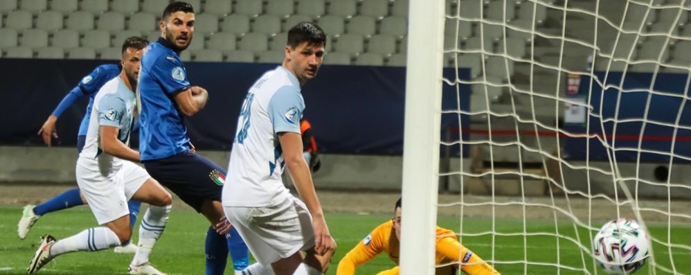 Il gol di Patrick Cutrone contro la Slovenia lo scorso marzo