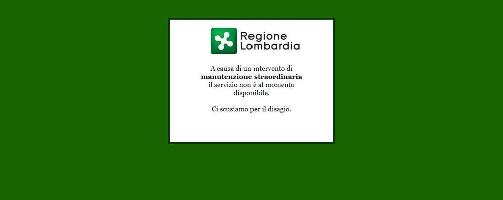 Il messaggio di errore che compariva nei giorni scorsi