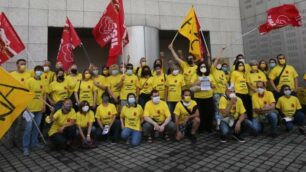 Il presidio di giugno dei lavoratori della sede Adac di via Borgazzi a Monza