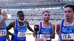 La staffetta italiana della 4x100, con Filippo Tortu ultimo a destra