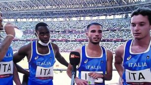 La staffetta italiana della 4x100, con Filippo Tortu ultimo a destra