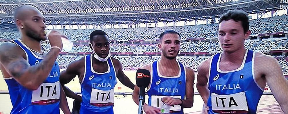 La staffetta italiana della 4x100, con Filippo Tortu ultimo a destra