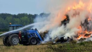Agrate incendio balle fieno