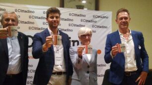 BIASSONO faccia a faccia candidati sindaco (da SX Luciano Casiraghi, il direttore Cristiano Puglisi, Angela Galbiati, Alessandro Bianchi