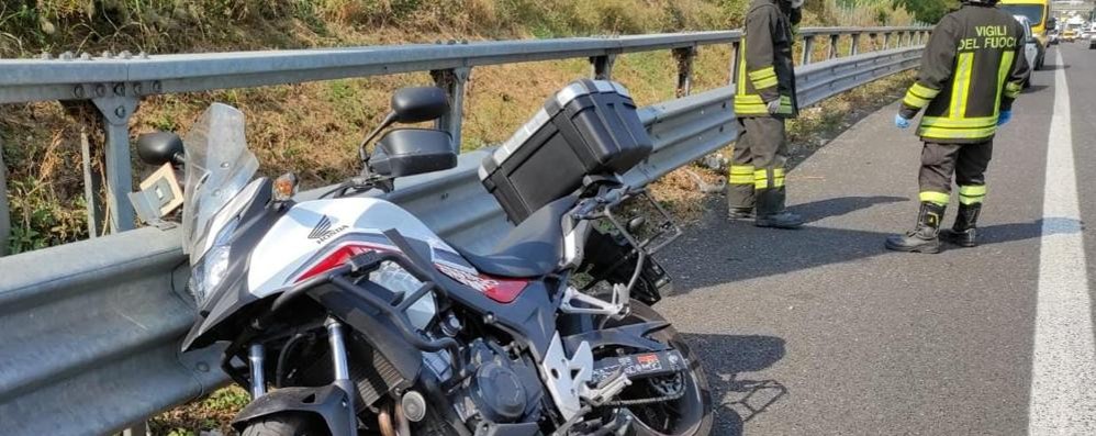 La moto coinvolta nell’incidente