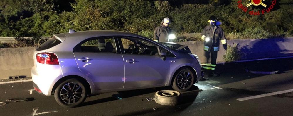 L’incidente sulla Statale 35 (foto vigili del fuoco)