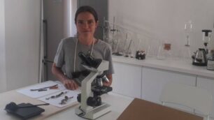 Valeria Mosca al lavoro in laboratorio