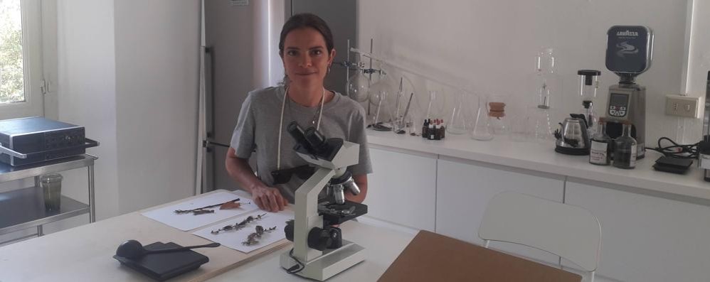 Valeria Mosca al lavoro in laboratorio