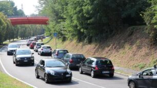 Auto in coda a causa dei nuovi semaforti( foto Volonterio)