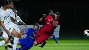 Il primo dei due gol di Cernigoi - foto Ac Seregno