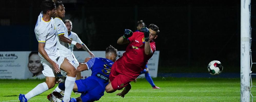 Il primo dei due gol di Cernigoi - foto Ac Seregno