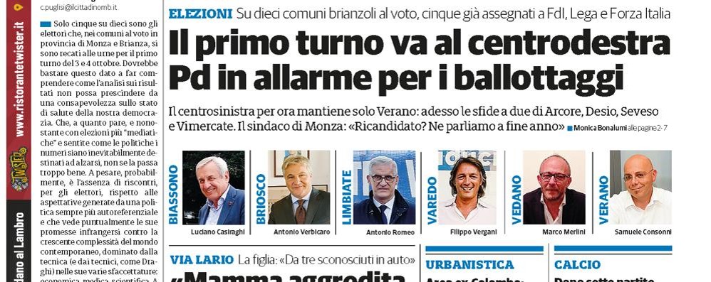 prima pagina ilCittadinoMb giovedì 7 ottobre 2021