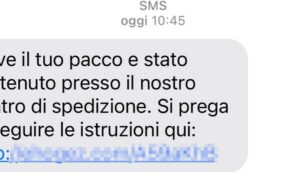 Truffa pacco sms ma anche email