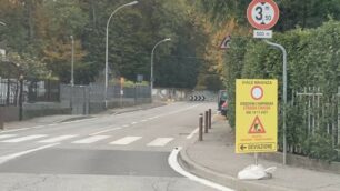 Segnaletica nuova chiusura di viale Brianza tra Arcore e Camparada