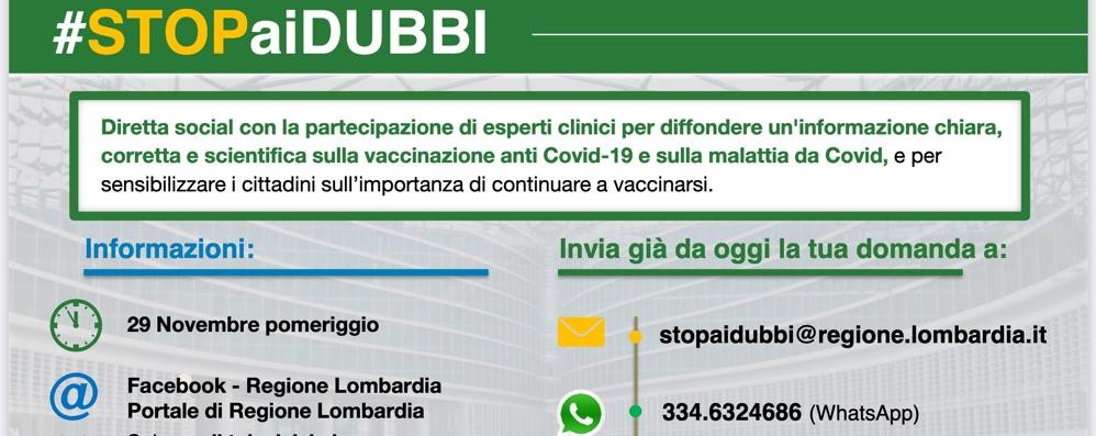 Stop ai dubbi Regione Lombardia Covid vaccinazioni