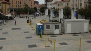 Il cantiere in piazza Libertà a Lissone