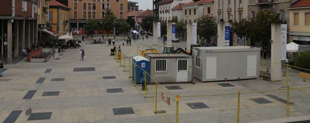 Il cantiere in piazza Libertà a Lissone